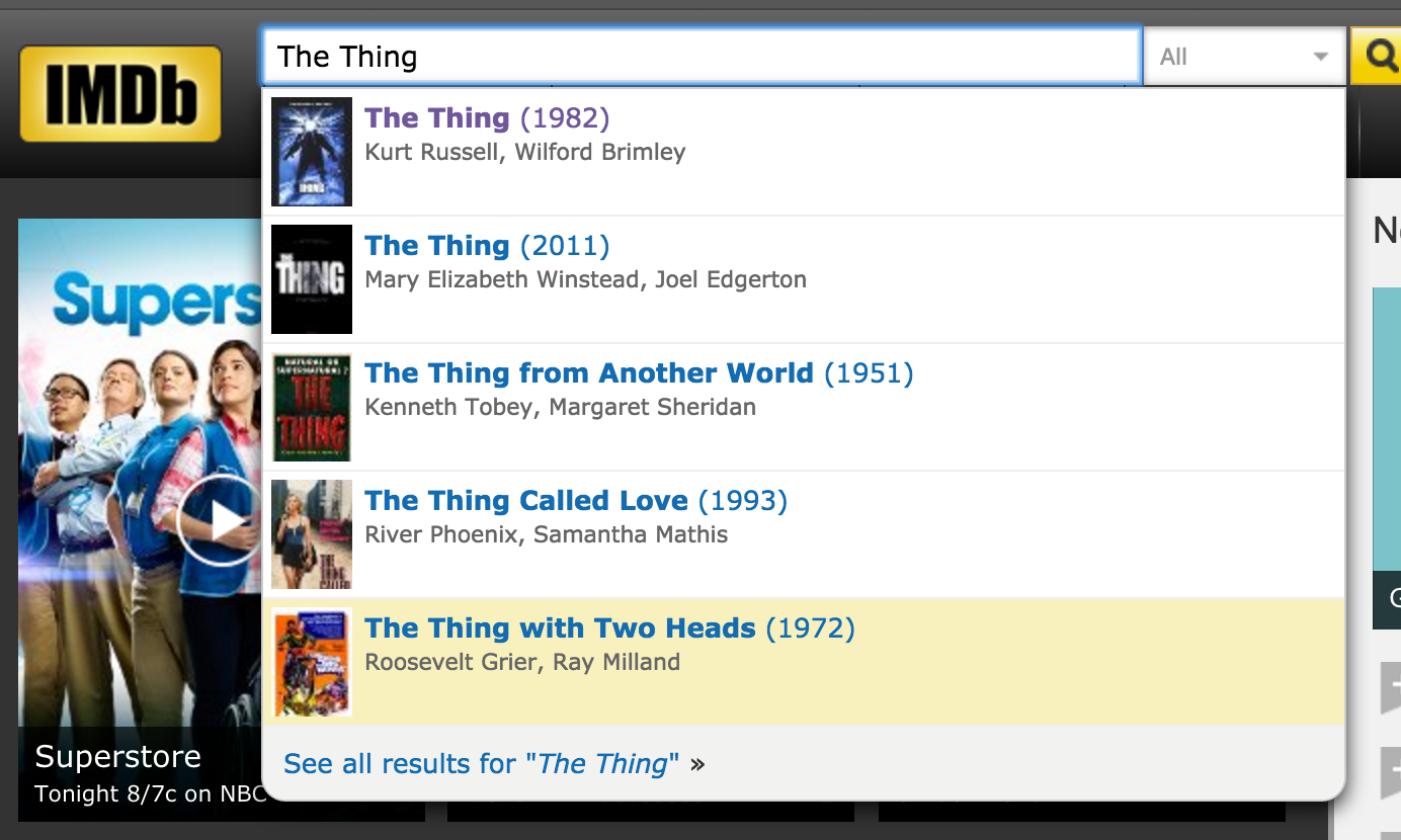 Example: searching for a great movie on IMDB
