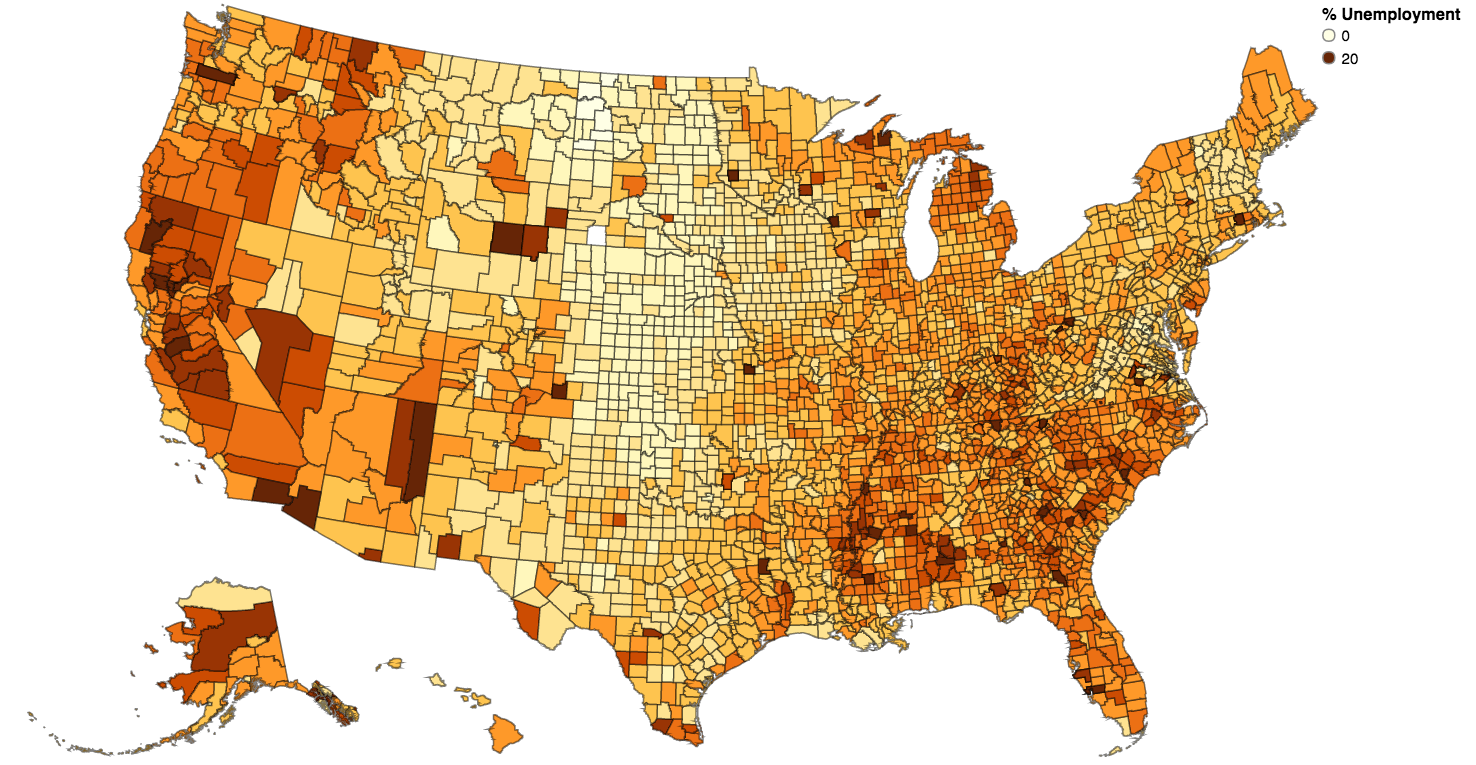 2014 Unemployment Rate by County